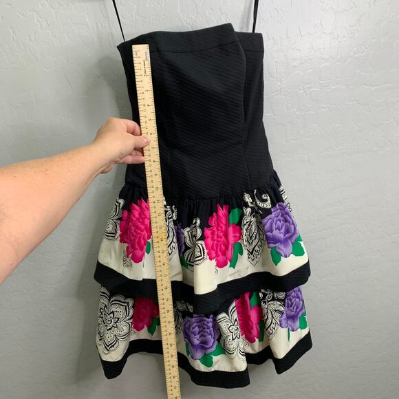 VTG Lillie Rubin Womens 4 Silk Floral Ruffle Bottom Poof Dress Strapless 80s - Picture 10 of 11